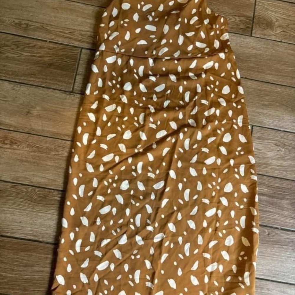 Old Navy Brown and White Patterned Dress